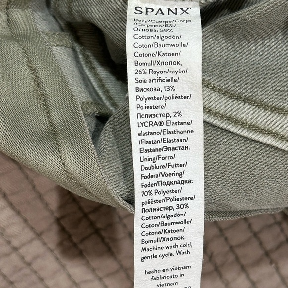 SPANX STRETCH TWILL STRAIGHT LEG PANT OLIVE GREEN MEDIUM - Picture 8 of 12